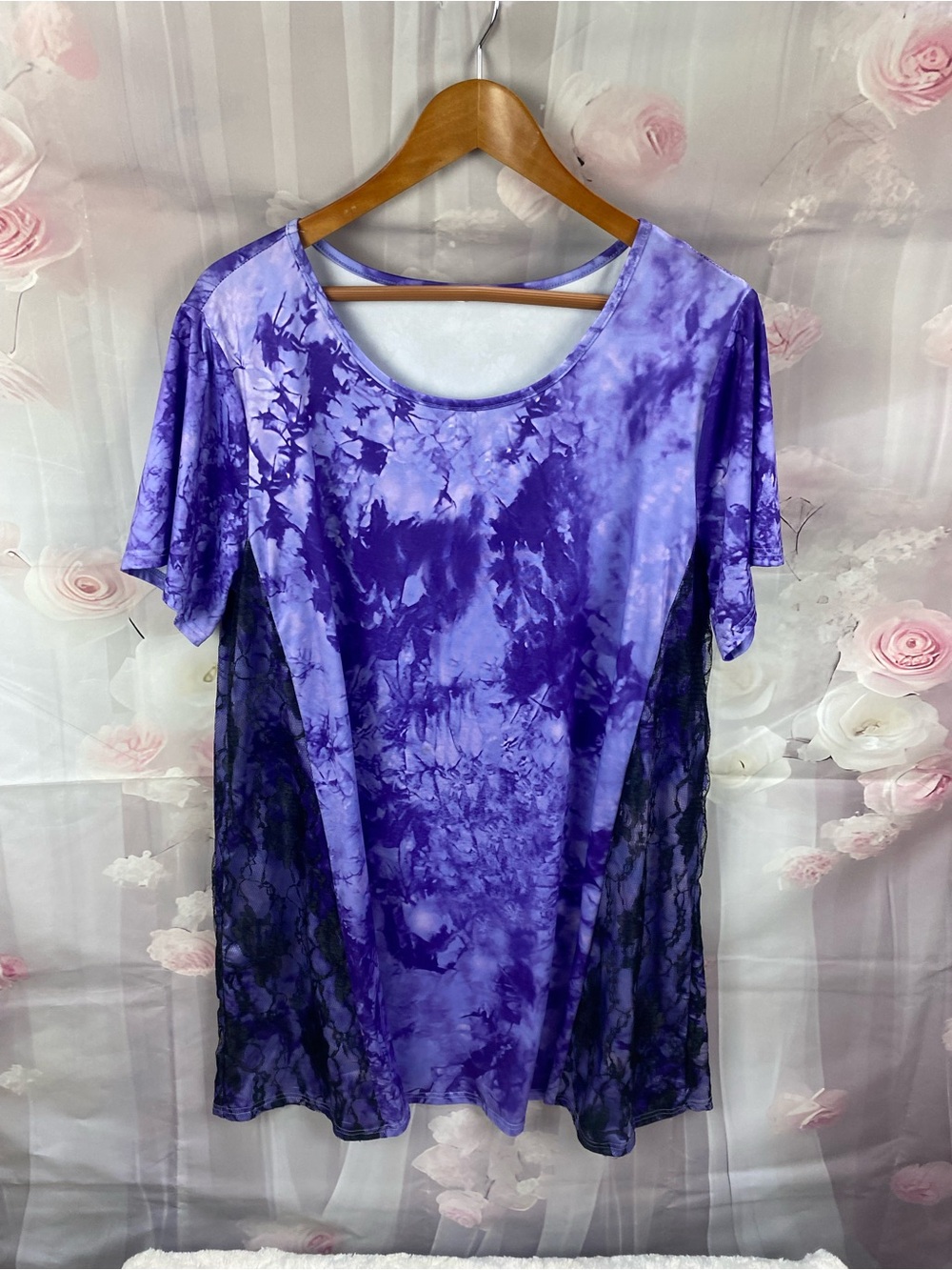 Purple Tie-Dye Short Sleeve Women's Top